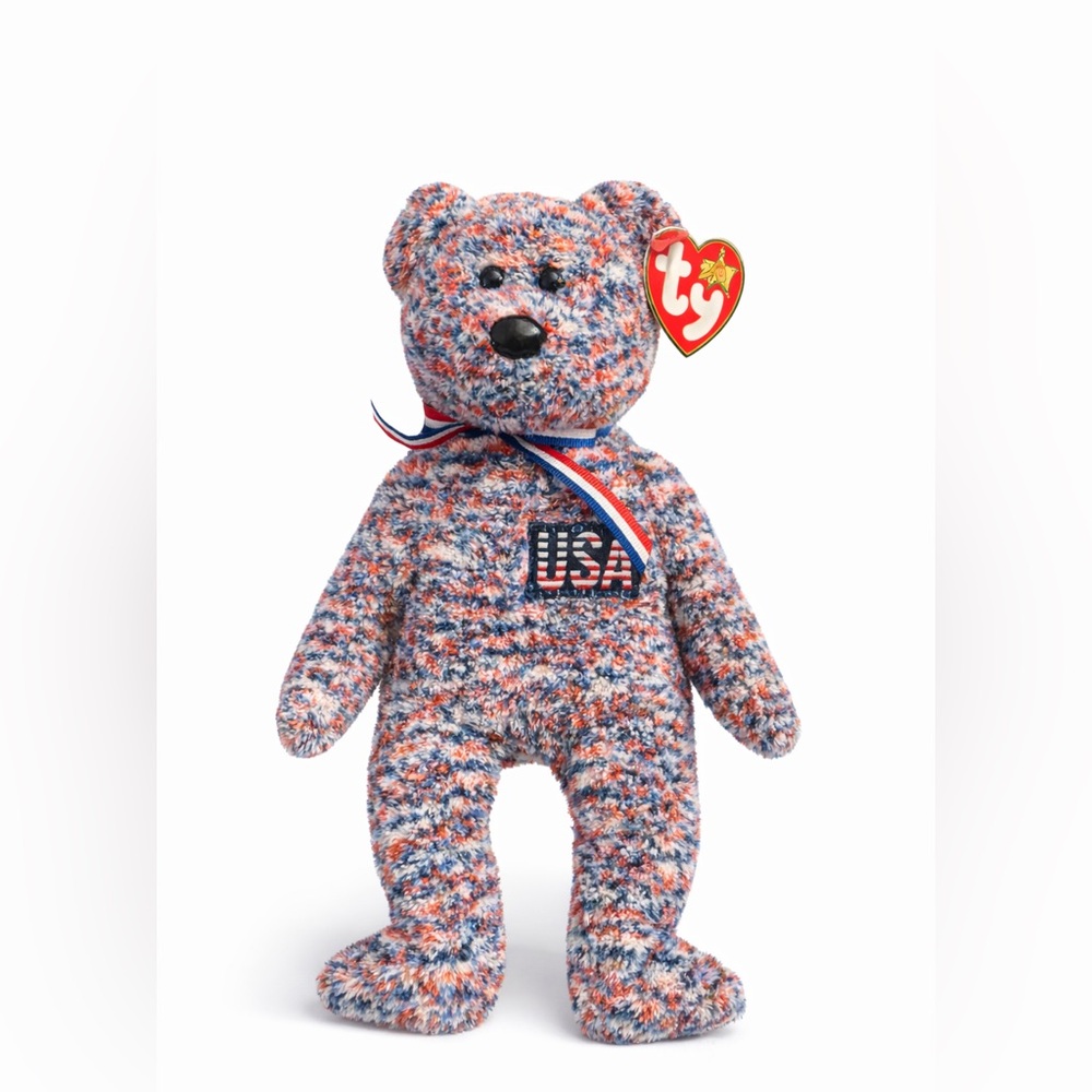 Ty Beanie Baby USA Bear Red White Blue Patriotic Plush w/ Tag Mint Condition